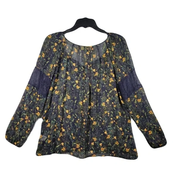 Vera Wang Princess Sheer Floral and Lace Blouse Size Med - Picture 2 of 6